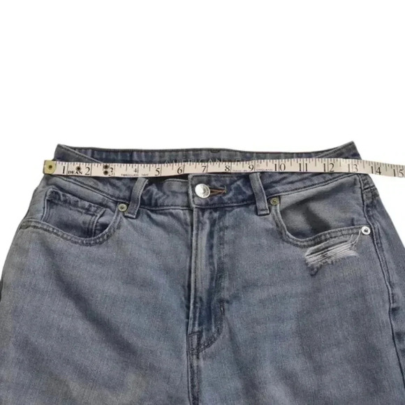 American Eagle Mom Jeans Ripped Distressed Blue High  Waist Size 4 - Picture 11 of 14